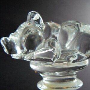 CUTE VINTAGE CLEAR CRYSTAL GLASS FIGURAL PIG BOTTLE STOPPER